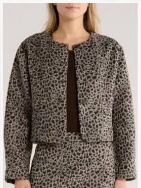 Jason Wu Gray and Black Leopard-Print Button Jacket